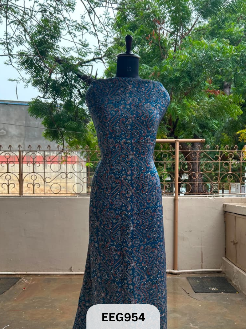MODAL AJRAKH  HANDBLOCK PRINT TOP -2.5MTR