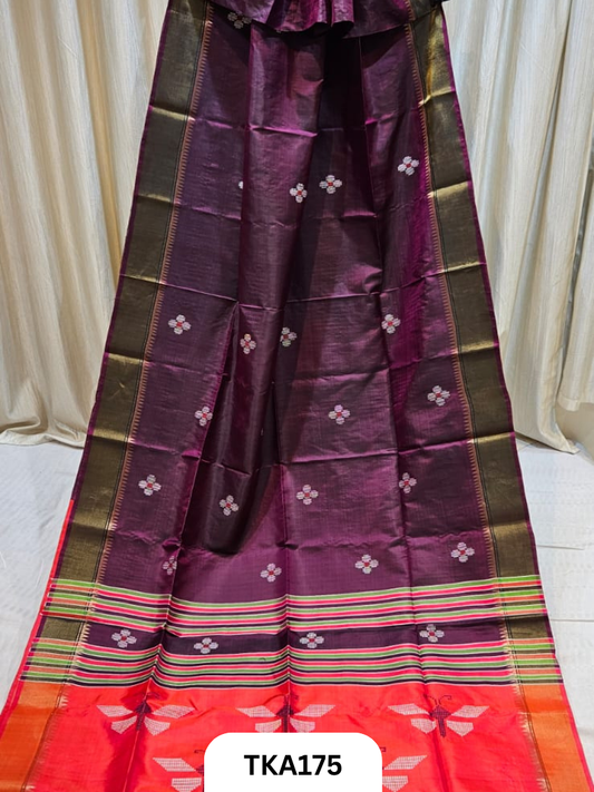 Pure Bishnupuri Katan Kalakshetra Silk – Handwoven Saree
