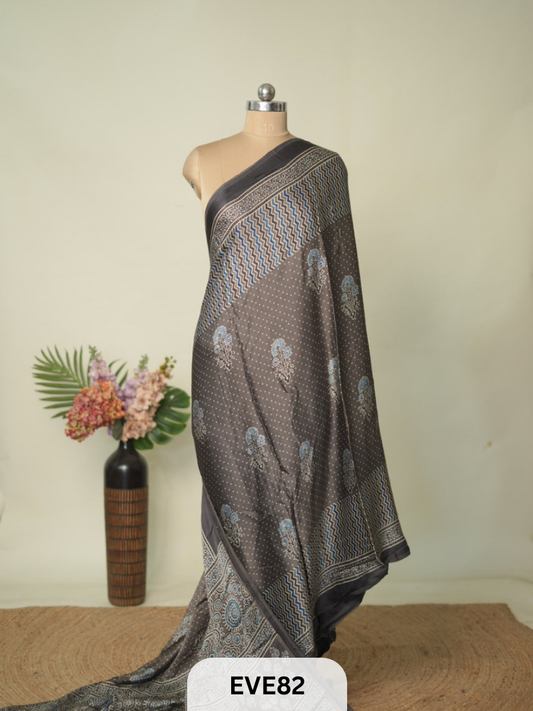 MODAL AJRAKH HANDBLOCK PRINT SAREE