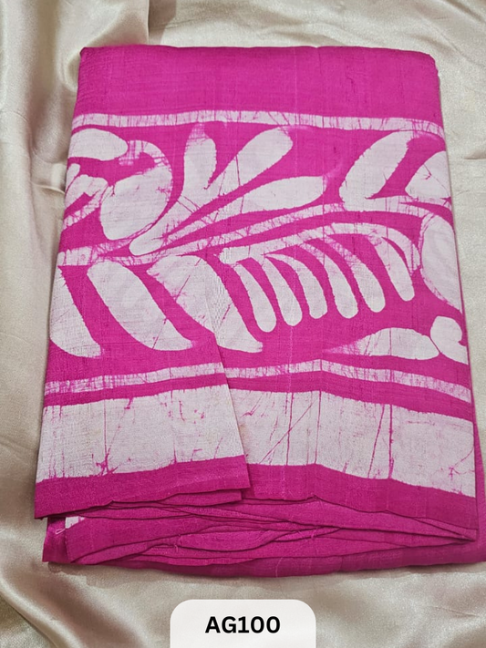 MURSHIDABAD HAND BATIK PAINTED SILK SAREE