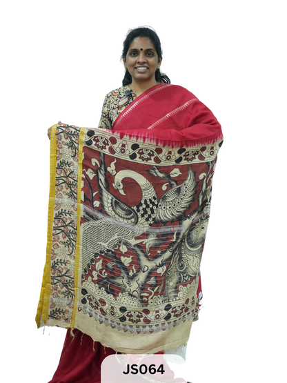 KALAMKARI X MANGALAGIRI FUSION SAREE -  SINGLE BORDER