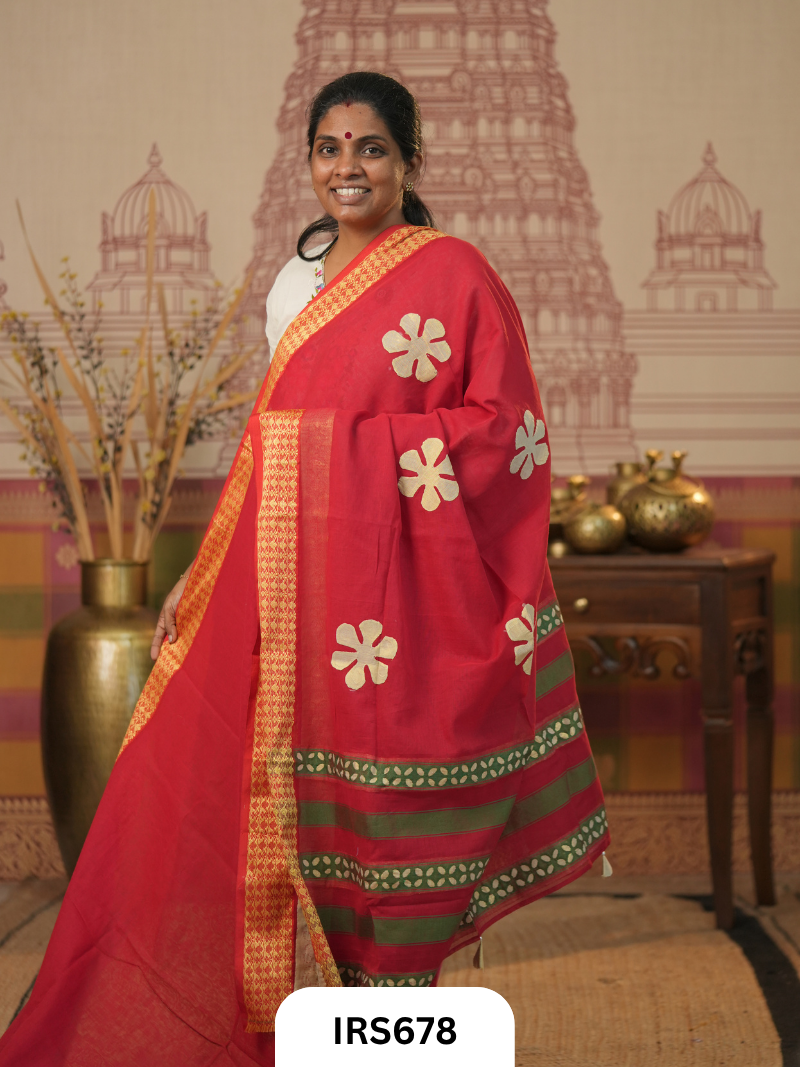 Chettinadu Saree With Barmer Aplique Work