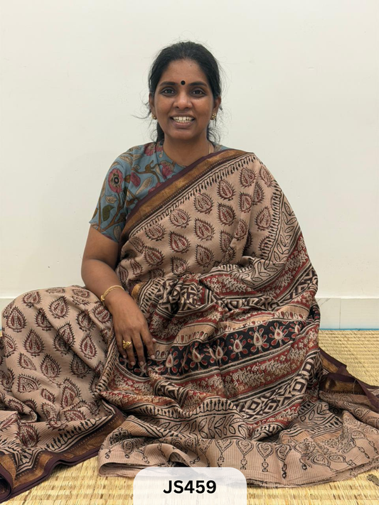 KALAMKARI X MAHESHWARI FUSION SAREE