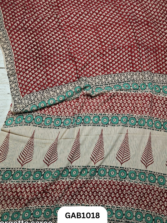 Premium Hand Block Printed Georgette Sarees with Blouse