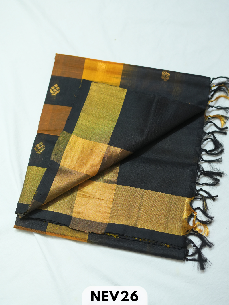 PALUM PAZHAMUM CHECKS WITH BUTTA  SILK COTTON SAREE
