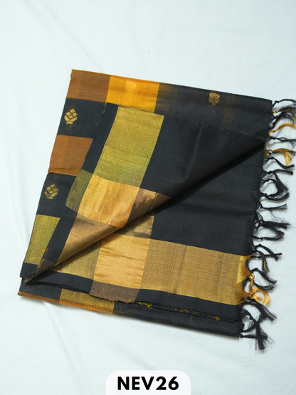 PALUM PAZHAMUM CHECKS WITH BUTTA  SILK COTTON SAREE
