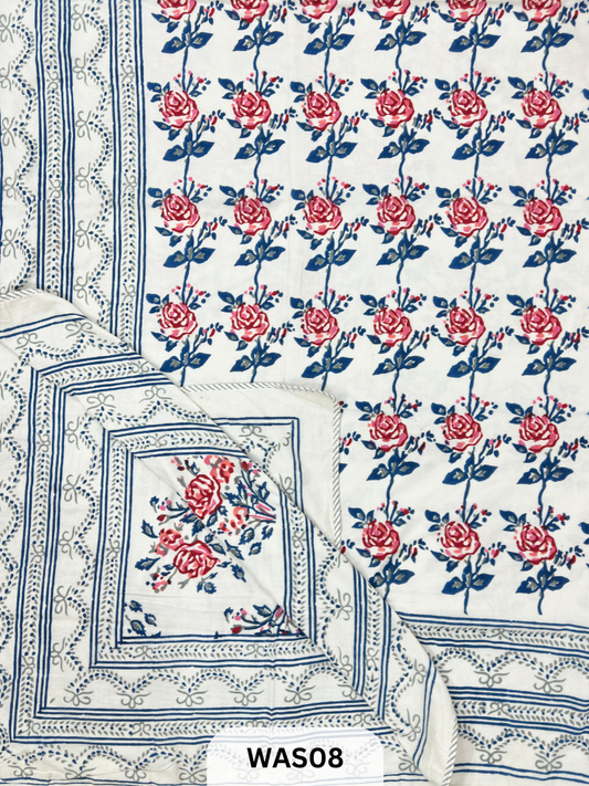 PREMIUM HAND BLOCK PRINTED JAIPURI COTTON 3 LAYER SIZE-90×108 KING SIZE