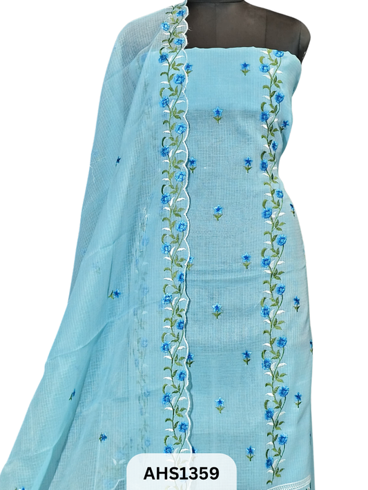 Exclusive  Kota Doria Embroidery Work -Top&duptta 2.5 Mtr