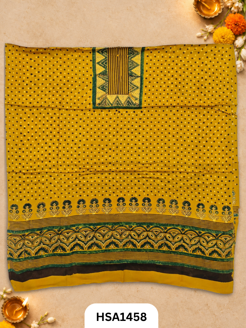 Ajrakh Hand Block Kuchh Printed Kaftan | Dress Material