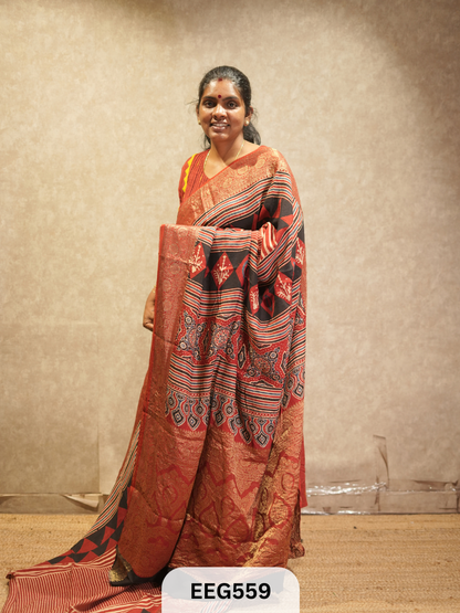 AJRAKH DOLA SILK SAREE
