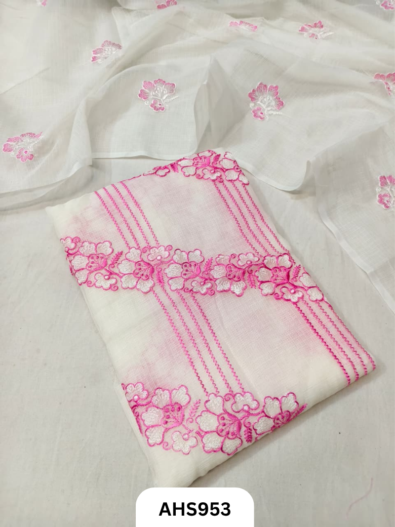 Kota Doria Premium Embroidery Work - Top and Duptta 2.5mtr