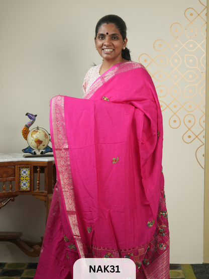 VISCOSE HAND EMBROIDERED SAREE