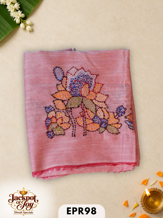 Raw silk with Kantha Blouse