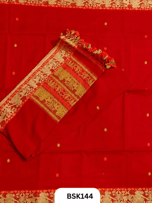 Exclusive Baluchari Handloom Pure Cotton Salwar Suit Set – Embroidered Top 2.5 m & Dupatta 2.5Mtr