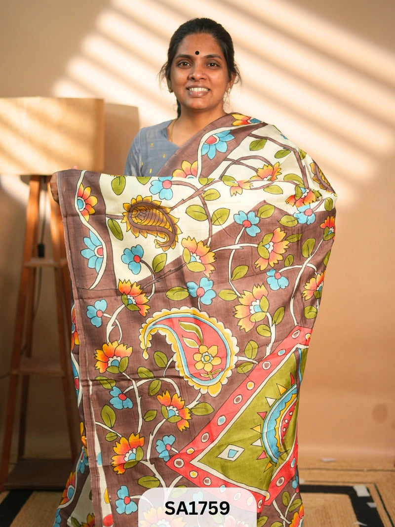MURSHIDABAD SILK SAREE HAND PAINTED