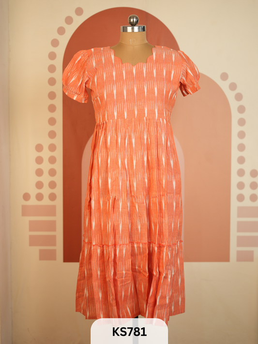 MADNESS-IKKAT LONG GOWN - HEIGHT 46INCH