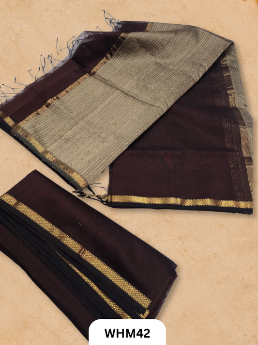Pure Maheshwari handloom dress material kosa pallu 2 pcs
