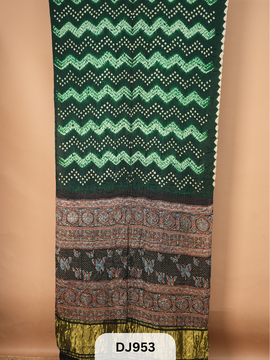 BANDHANI SHIBORI SAREE WITH LAGDI PATTA
