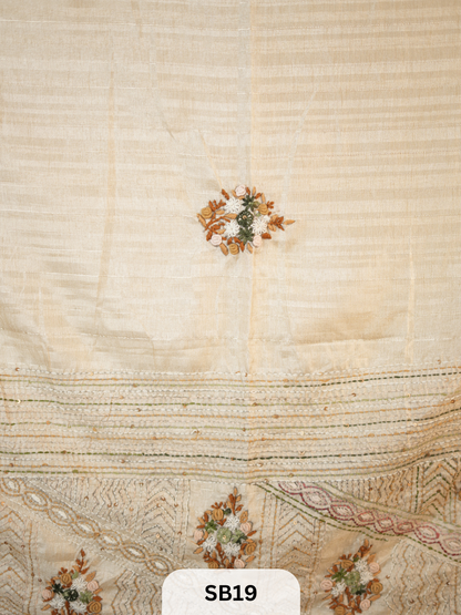 SEMI TUSSAR WITH HAND EMBROIDERY