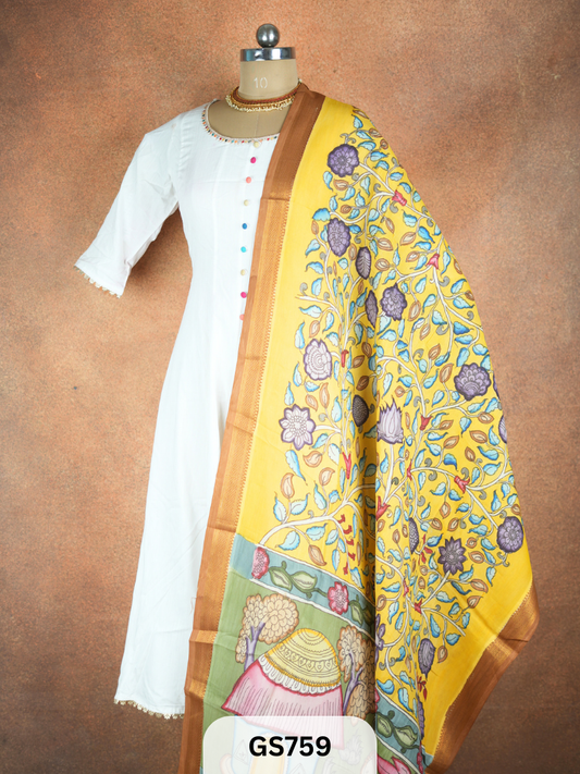 Pen Kalamkari Dupatta (Dupatta only)