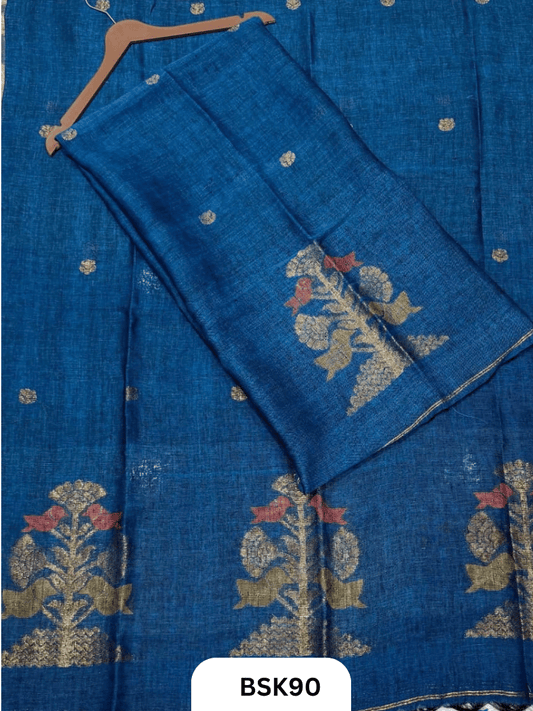 Pure Handloom Linen Salwar Suit with Jamdani and Meenakari weave  Top 2.7 mtr  Duppata Rs 2.5mtr