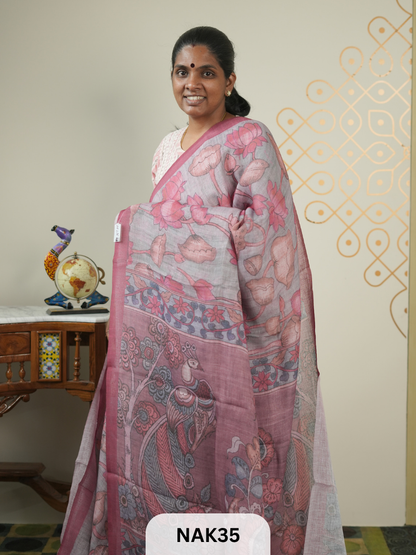 LINEN PENKALAMKARI SAREE