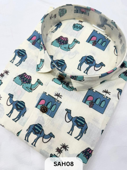 PRINTED MENS HALF SLEEVES SHIRTS WITH SINGLE POCKET