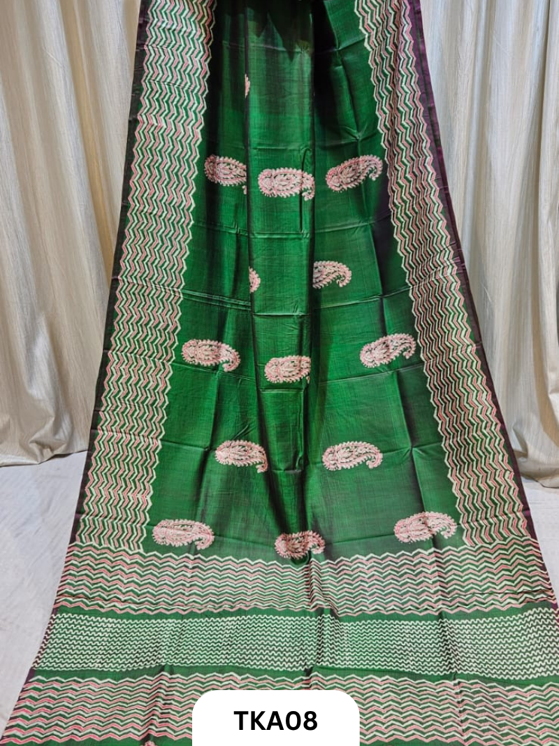 Pure Bishnupuri Silk Dual Shade Handblock