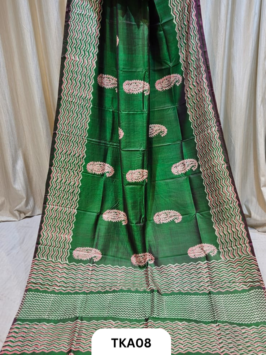 Pure Bishnupuri Silk Dual Shade Handblock