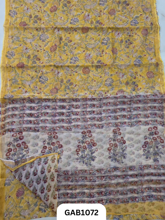Bagru Handblock Print Kota Doria Saree