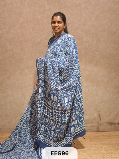 CHANDERI INDIGO SAREE