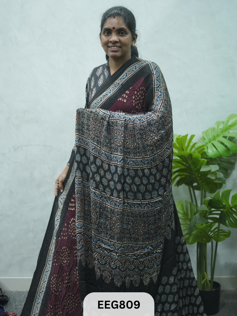 MODAL AJRAKH BANDHEJ SAREE
