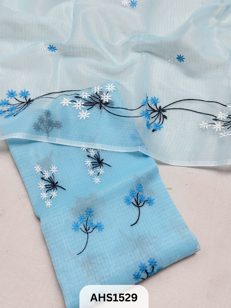 Kota Cotton Embroidery Work Dress Material