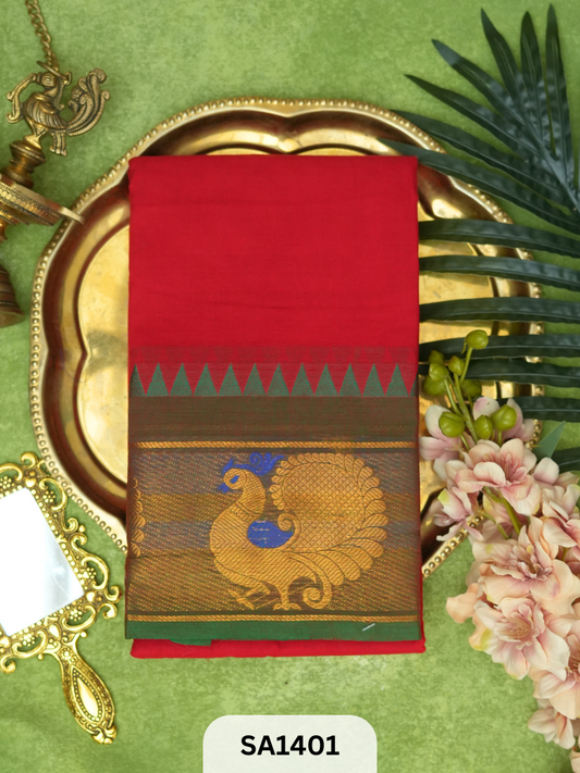 CHETTINAD COTTON SAREE | PEACOCK BORDER