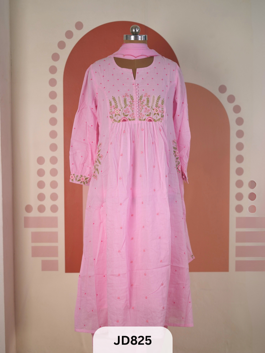 ROSE MILK PINK - HAND EMBROIDERY - Premium Soft Cotton