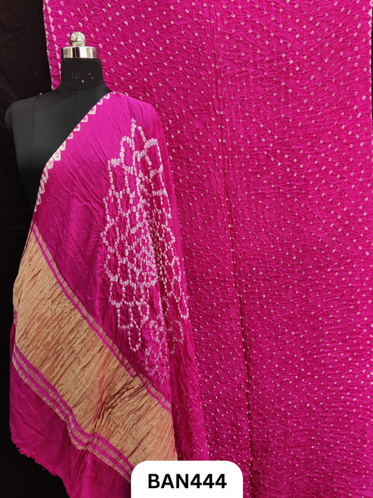 Semi Gaji Silk Tissue Pallu Bandhej Saree With Edging