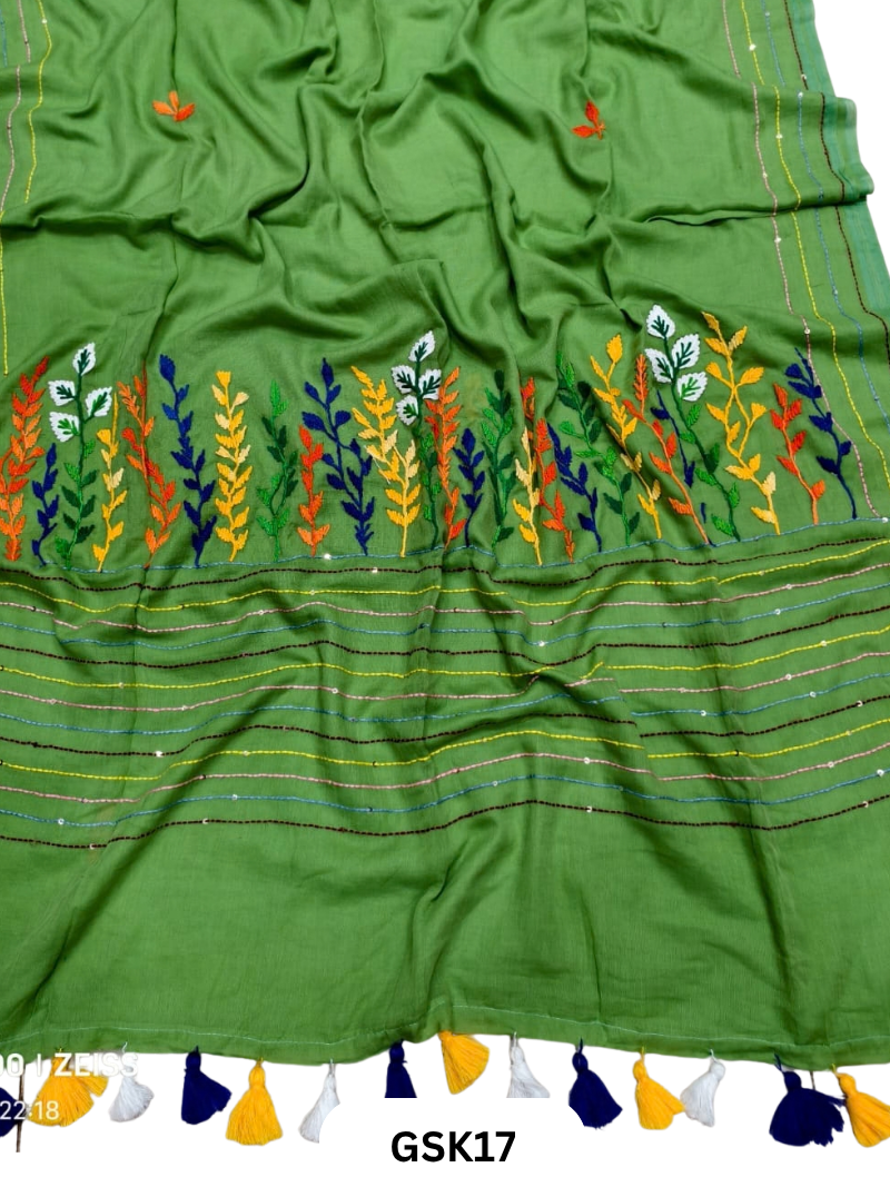 Pure Mul Cotton Saree With tassels