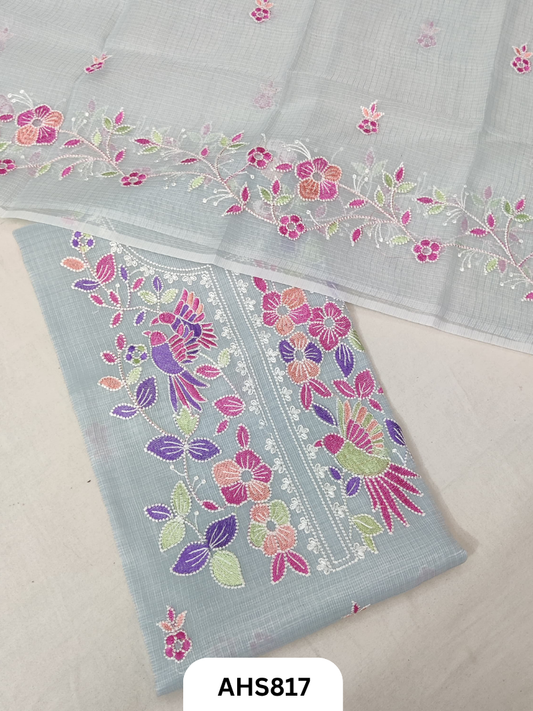 Kota Doria Premium Embroidery Work - Top and Duptta 2.5mtr