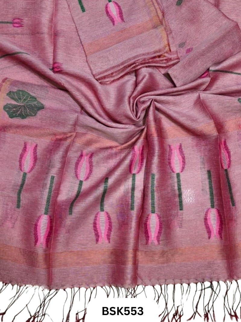 Premium Pure Handloom Linen Silk Salwar  Top 2.7 mtr  Duppata 2.5 mtr