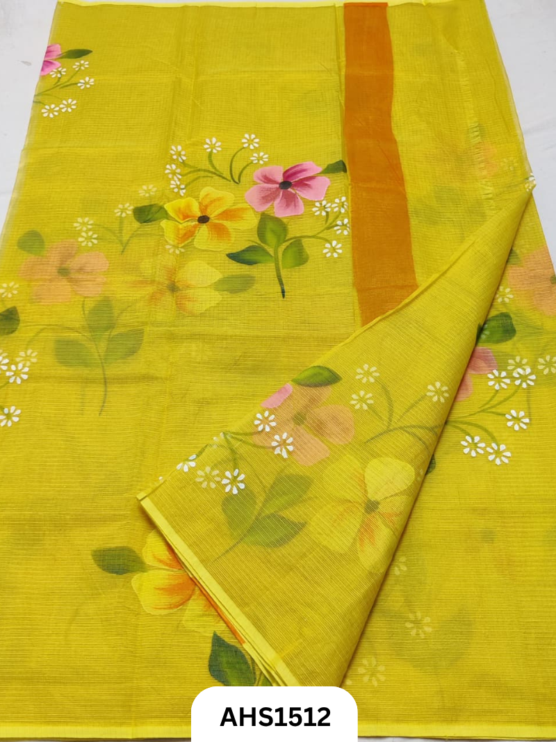 Pure Kota Cotton Tissue Brush Paint Saree