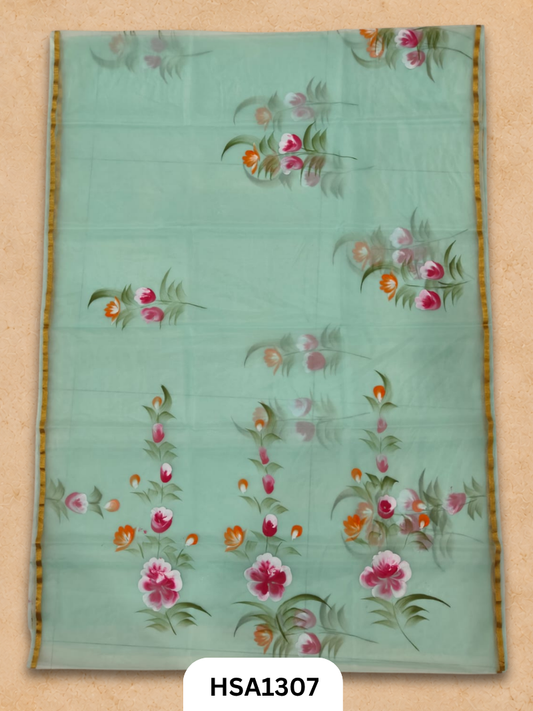 Hand painted Organza Saree with blouse
