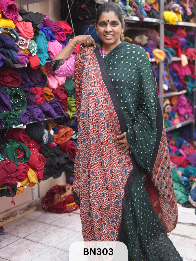 MODAL GAJI - AJRAKH BANDHINI SAREE