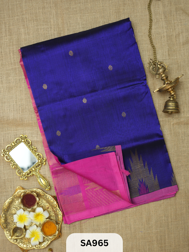 PURE HANDLOOM SILK COTTON SAREE | TEMPLE BORDER