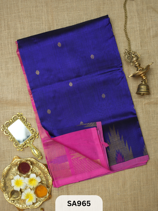 PURE HANDLOOM SILK COTTON SAREE | TEMPLE BORDER