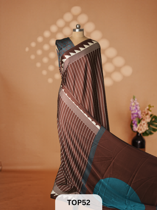 AJRAKH SATIN CREPE SAREE