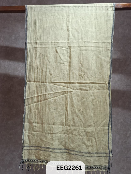 HANDWEAVED KALA COTTON STOLE WITH TESSLES-2.2MTR*20INCH