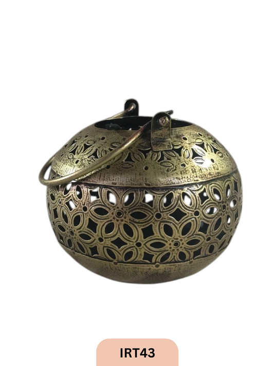 IRON LOTTA T LIGHT  HOLDER - 13CM DIAMETER X 12CM HEIGHT