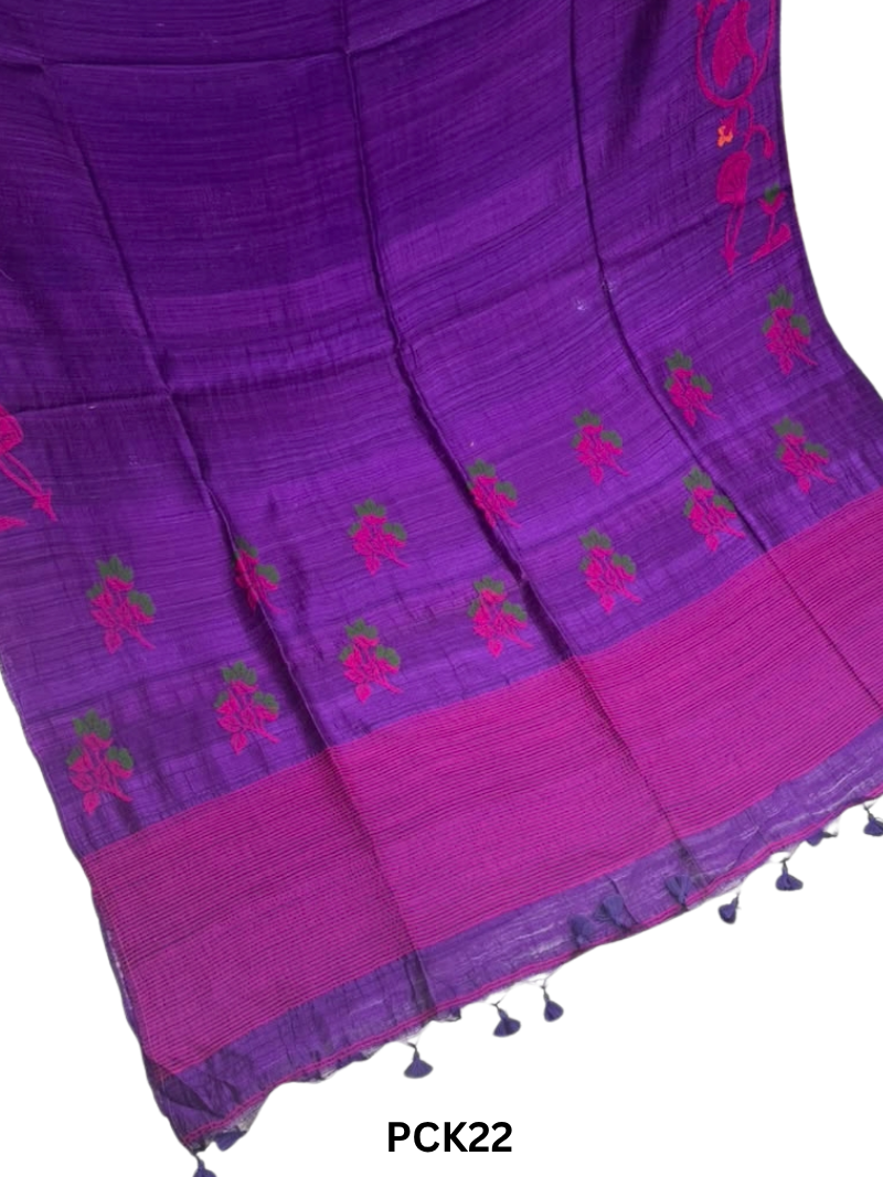 Pure Handloom Matka Handweaving Jamdani Motifs  Saree