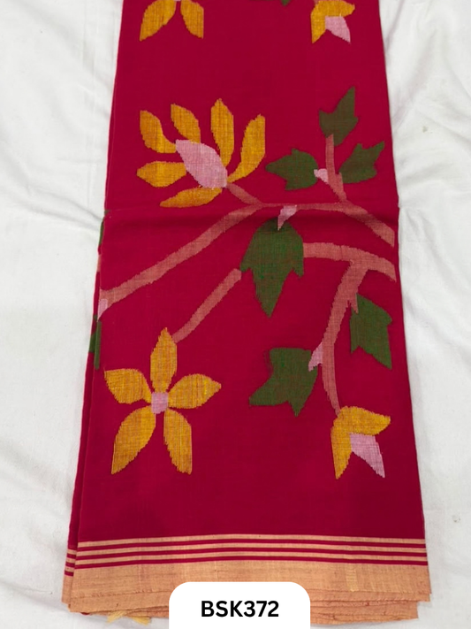 Handloom Pure Mul Cotton With Jamdhani Weave Saree