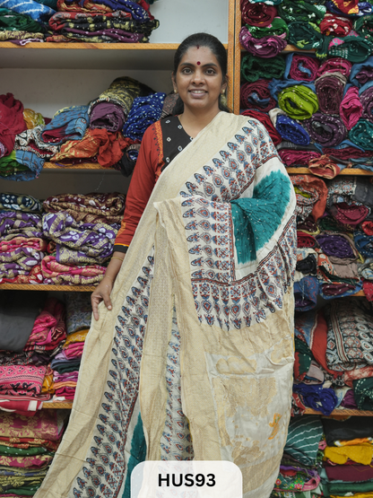 PURE DOLA SILK WITH AJRAKH MINAKARI PALLU
